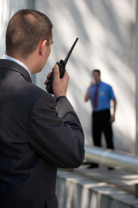 Security guard on radio